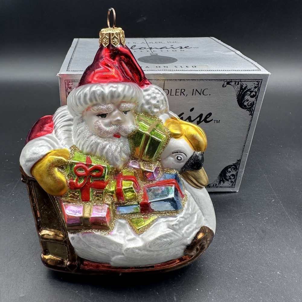 Kurt Adler Polonaise Santa On Goose Sled GP479 Christmas Ornament 5.5"